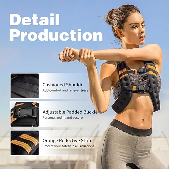 Weighted Vest for Women and Men, 10lb/12lb/16lb Weight Vest Women Man, Strength Training Weight Vests with Reflective Stripe, Exercise Equipment for Running, Training Workout, Jogging, Walking