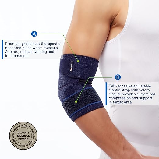 Comforband Adjustable Elbow Brace – Targeted Support for Tennis Elbow, Golfer's Elbow, Tendonitis, Arthritis, Bursitis, Sprains, and Strains – One-Size-Fits-Most Compression Sleeve for Pain Relief and Injury Recovery