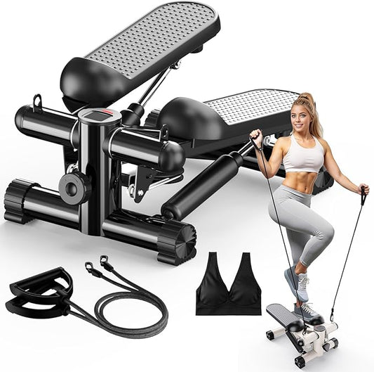 Total Body 2-in-1 Stepper Machine, Total Body Workout, Adjustable Hydraulic, Resistance Bands
