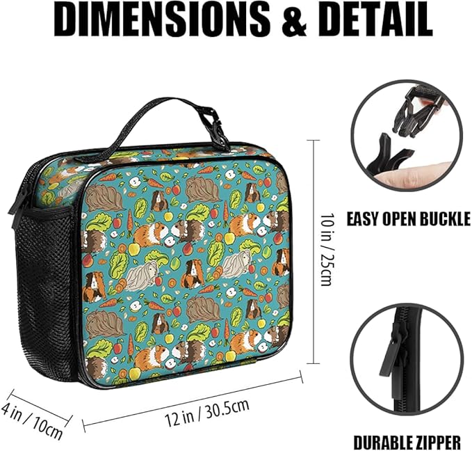 Guinea Pig Lunch Bag Reusable Insulated Lunch Box Keep Food Cooler Thermal Lunch Tote for Women Men