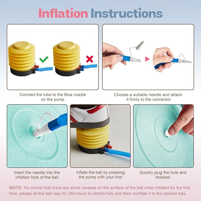 Exercise Ball, Extra Thick Yoga Ball for Workout Pregnancy Stability, 4 Sizes Anti-Burst Balance Ball with Foot Pump - Heavy Duty Fitness Ball Chair for Office, Home & Gym