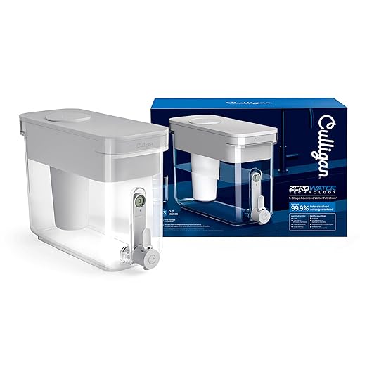 Culligan with ZeroWater Technology 33-Cup Water Filter Dispenser – Includes 5-Stage Advanced Water Filter, Certified to Reduce Lead, Total PFAS (Forever Chemicals), Mercury, Fluoride, and Chlorine