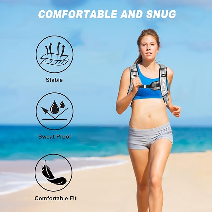 Weighted Vest, 6lb/8lb/12lb/16lb/20lb/25lb/30lb Weight Vest with Reflective Stripe, Weighted Vest for Men Women Workout Equipment for Strength Training, Running, Jogging, Fitness, Weight Loss