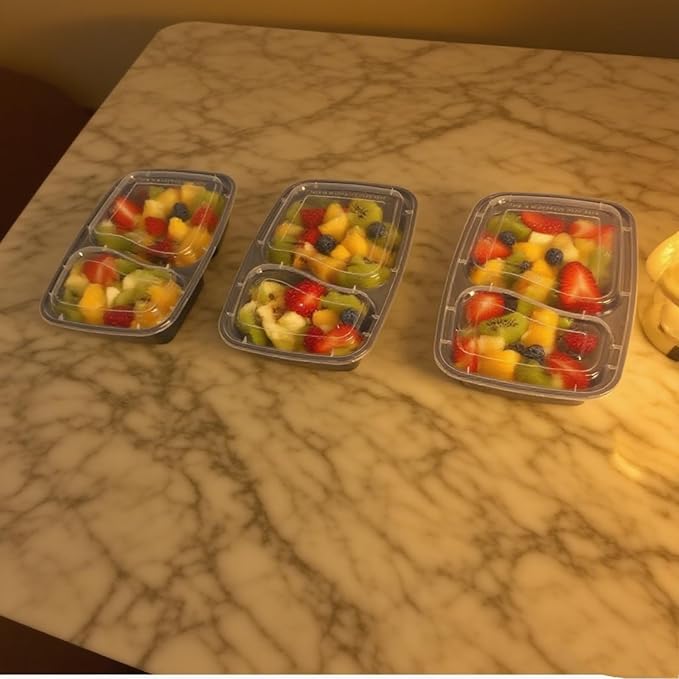 100pc 28 Oz 2-Grid Meal Prep Containers disposable, Plastic Food Take Out Containers With Lid, Take Out Containers Disposable, Reusable food storage containers,Microwave Freezer Dishwasher Safe