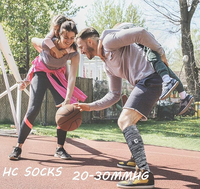 Graduated Compression Socks for Women&Men 20-30mmhg Knee High Socks Travel Hiking Running Stocking