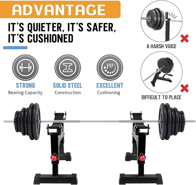 Deadlift Jack Barbell Stand, Barbell Rack, Barbell Buffer Frame, Carbon Steel Barbell Jack, Easily Load and Unload 800lb Barbell Plates for Deadlift Exercise & Weight Training (Black)