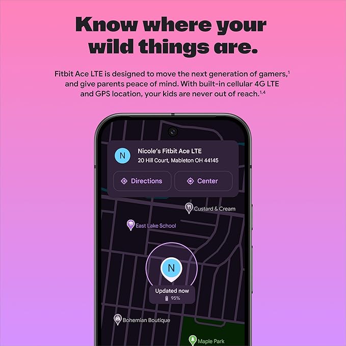 Fitbit Google Ace LTE - Kids Smartwatch with Call, Message, GPS, and Activity-Based Games, Ace Pass Data Plan Required - Spicy - Moovin