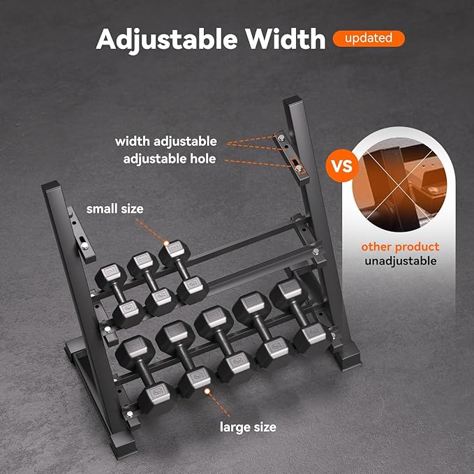 Heavy Duty Dumbbell & Kettlebell Storage Rack Stand, Space-Saving Weight Organizer with Anti-Slip Pads for Home Gym (Dumbbells Not Included)