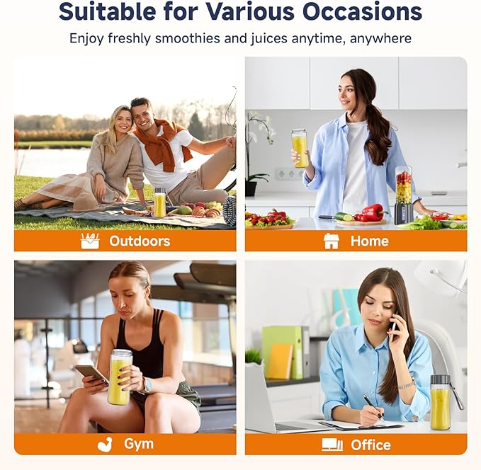 COKUNST Portable Blender, 17Oz Personal Blender for Shakes and Smoothies, USB Rechargeable Mini Mixer with 6 Blades, Smoothie Blenders Juicer with Extra Handle Lid for Travel Kitchen Outgoing