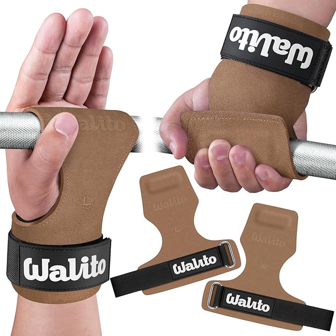 WALITO Weight Lifting Wrist Strap, Double Leather Weightlifting Wrist Straps for Gym Strength Training, Neoprene Padded Wrist Wraps - for Men & Women (Pair)