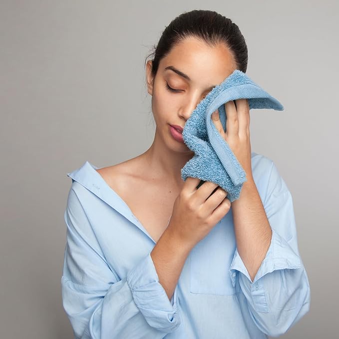 Infinitee Xclusives Luxury Wash Cloths for Showering [13x13] – 100% Cotton Washcloths [Pack of 12], Soft and Absorbent Face Towels for Bathroom Wash Clothes, Gym, and Spa (Charming Grey)