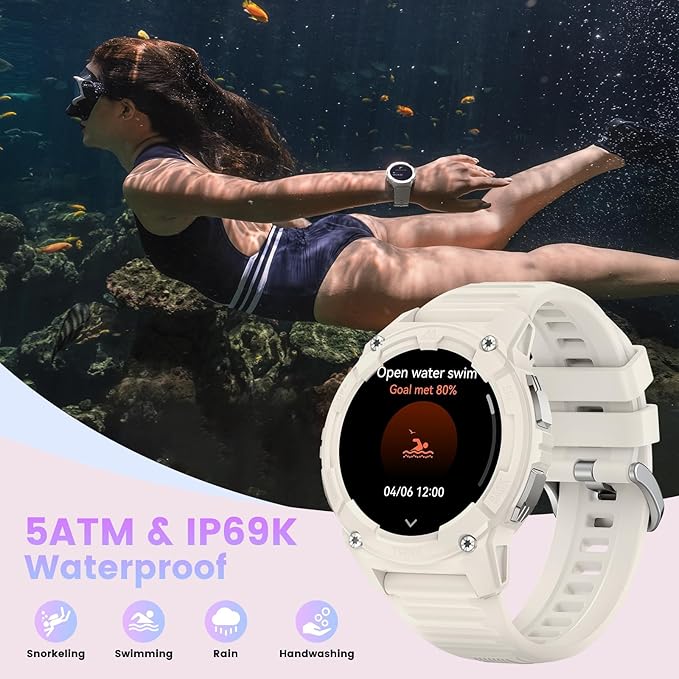 KOSPET Tank S2 Smart Watch for Women GPS, Pressure/Altitude/Compass, 5ATM Waterproof, 1.32" AMOLED Display Fitness Tracker(Answer/Make Call), AI Voice Assistant, 24H Sleep/Hear Rate Monitor
