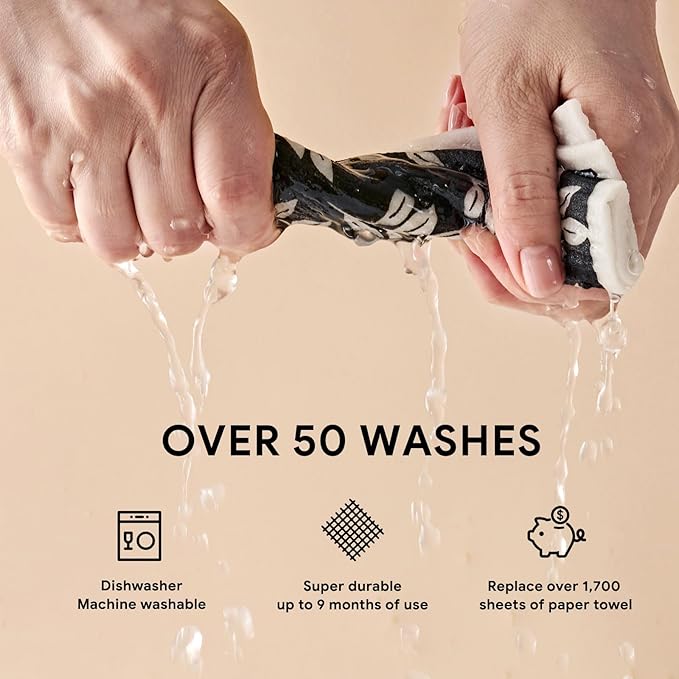 RECYCO Swedish Dishcloths for Kitchen | 5 Pack Mystic Meadows Washable Dish Rags | Cellulose Reusable Cleaning Paper Towels | Absorbent Counter Dish Cloth Sponge Kitchen Wipes, 8" L x 7" W