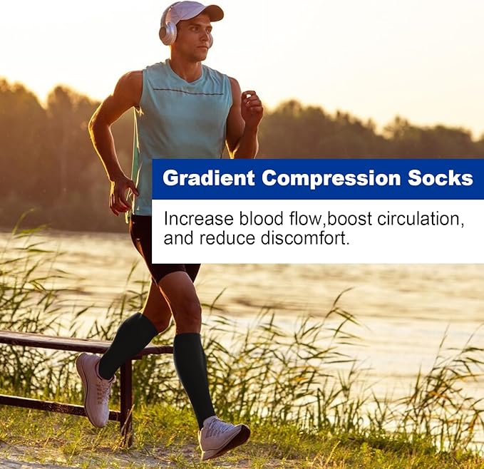 Graduated Compression Socks for Women&Men 20-30mmhg Knee High Socks Travel Hiking Running Stocking