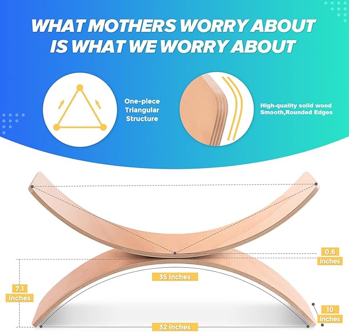 Balance Board Kids, [Natural Wood] Wobble Board for Kids Toddlers, Open Ended Montessori Waldorf Learning Toy, Gifts for 3 4 5 6 7 8 Year Old Boys Girls Kids Birthday & Christmas Stocking Stuffers