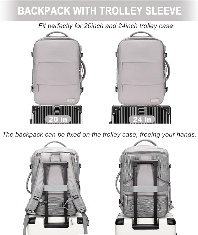 Carry On Backpack, 42L Flight Approved Travel Backpack for Men Women,Airline Approved Gym Backpack Waterproof Business Laptop Daypack Laptop Backpack,Casual Daypack for Business Weekend Hiking