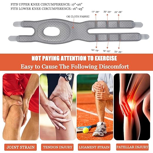 ZRW 2PCS Knee Brace,Knee Brace for Women Men,Adjustable Knee Support with Side Stabilizers Running Workout(Grey)