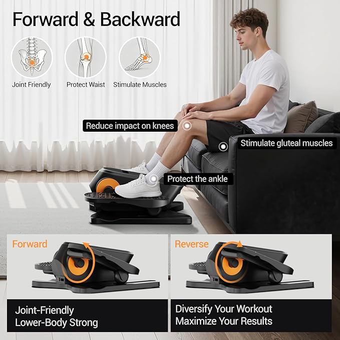 Under Desk Elliptical Machine, Electric Ellipse Leg Exerciser as Seen on Tv for Seniors, Quiet Portable Seated Pedal Exerciser with Remote Control, 12 Adjustable Speeds, Auto & HR Mode for Home Office