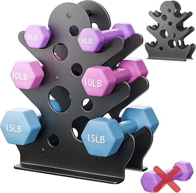 Dumbbell Rack Stand Only(Dumbbells Not Included) - Dumbbell Storage Rack with/without Wheels, Space Saver for Home Gym.