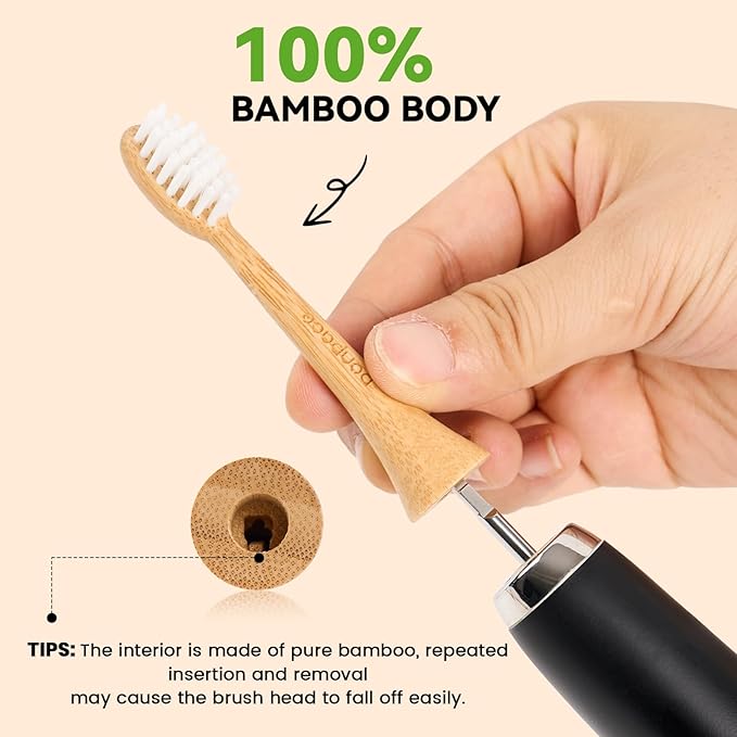 Bamboo Toothbrush Heads Compatible with Philips Sonicare, Extra Soft Castor-Oil Bristles for Sensitive Teeth, Eco-Friendly & Gentle Cleaning
