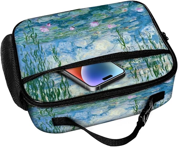 Claude Monet Lunch Bag Reusable Insulated Waterlily Lunch Box Keep Food Cooler Thermal Lunch Tote for Women Men