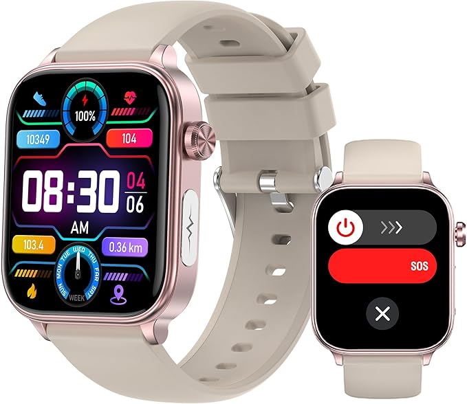 Smart Watch for Women Men(Answer/Dial) 1.96" IPS Smartwatch, 24/7 Heart Rate/Blood Oxygen/Blood Pressure/Sleep Monitor, Blood and Body Composition,100+ Sports Modes Fitness Tracker (champagne gold)