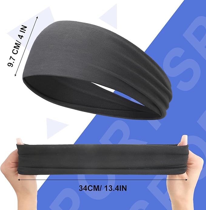 9 pcs Sweatbands for Men Workout Sport Headbands for Men Camo Headband Sweat Absorbing Headband Wide Sweatband for Head Basketball Football Cycling Running Yoga, 4.7 x 9.8 Inch