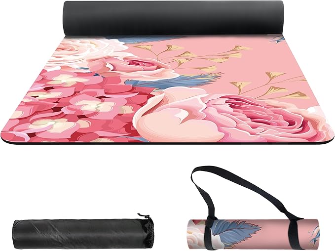 nuveti Yoga Mat Print Extra Thick TPE Non Slip Fitness Exercise Mat with Carrying Bag,72"x24" Extra Thick 6MM Exercise & Workout Mat for Yoga, Pilates Fitness and Floor Exercises