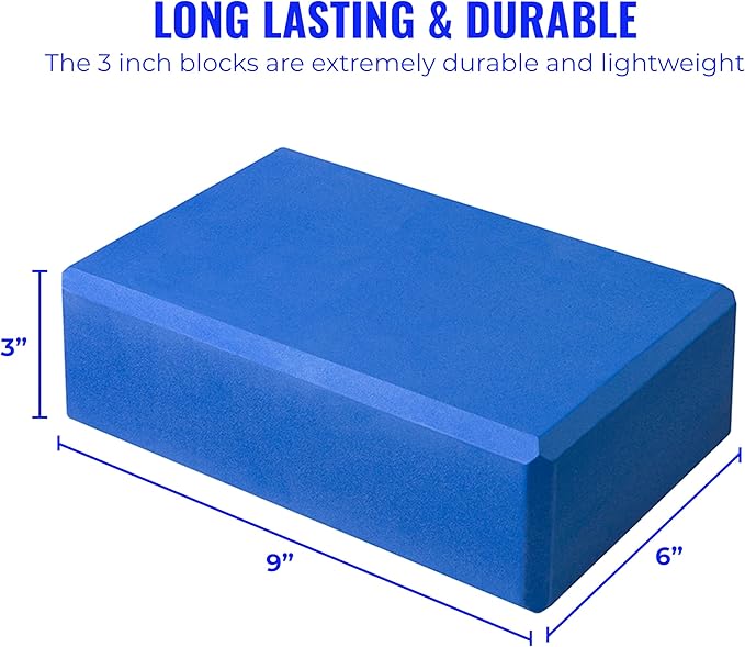 Hello Fit 3" Yoga Block, 10 Pack Bulk EVA Foam Yoga Blocks, Firm and Supportive Yoga Brick, Balance Foam for Stretching, Pilates, and Workout, 3" x 6" x 9"