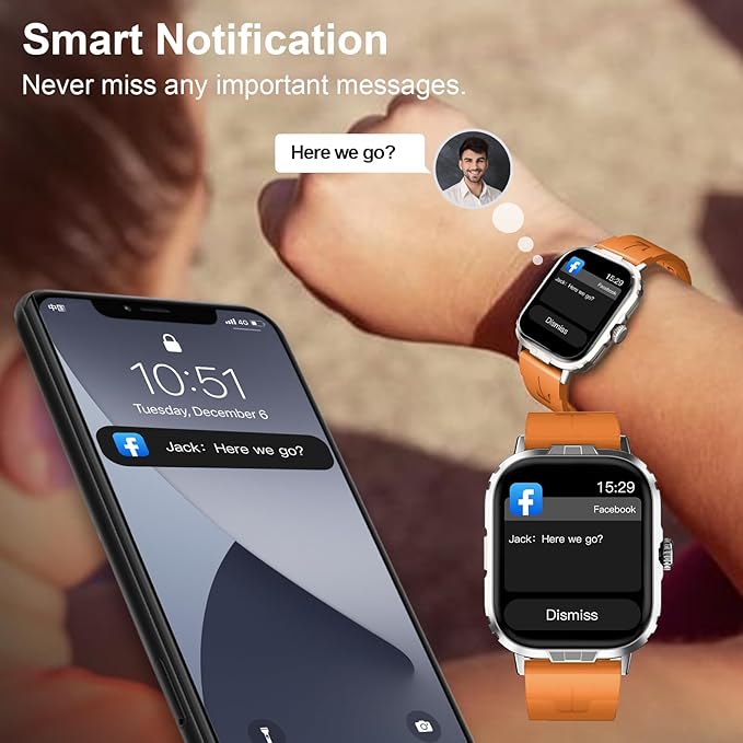 Fila Smart Watch, 2.01" Smartwatch for Men Women (Answer/Make Call), Fitness Tracker with 100+ Sport Modes, IP67 Waterproof, Heart Rate/Sleep Monitor, Pedometer, Activity Tracker for Android iOS