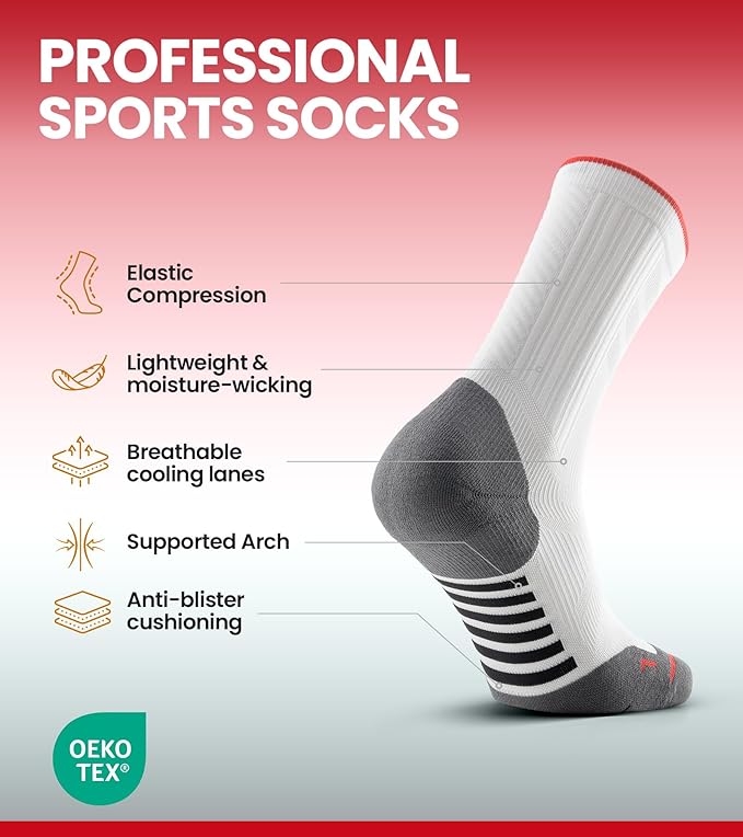 COOLMAX Performance Running Socks Men Women, Cushioned Crew Men's Athletic Socks Anti-Blister Moisture Wicking 3 Pack