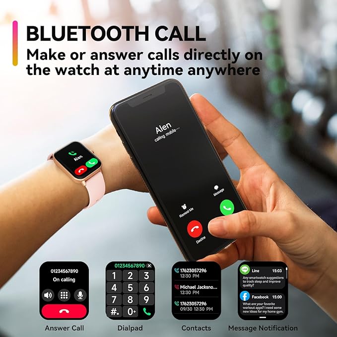 ENOMIR Smart Watch for Men Women, Alexa Built-in Fitness Tracker with Call Function & 2025 Upgraded 1.8" HD Anti-Fall Screen, IP68 Waterproof Heart Rate/Sleep/SpO2 Monitor, iOS Android Compatible