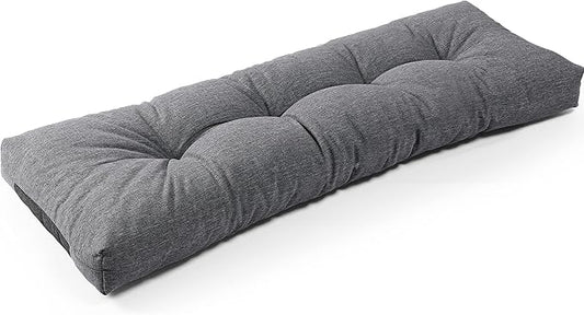 SUNROX LokGrip Non Slip Tufted Memory Foam Bench Cushion, FadeShield Water Resistant Durable Thicken Outdoor/Indoor Bench Seat Pads 51x16x4 inch, Heather Charcoal