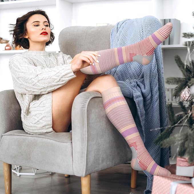 Bluemaple Compression Socks for Women & Men Circulation (6 Pairs) 15-20 mmHg is Best Support for Athletic Running Cycling