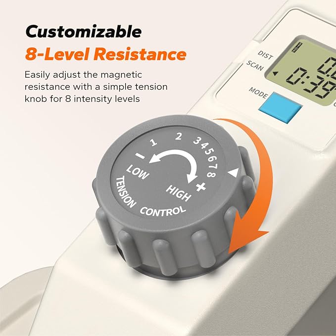 Sitting Under Desk Elliptical Machine, Leg Exerciser While Sitting for Seniors, Seated Pedal Exerciser, Quiet & Portable Pedal Exerciser with 8 Resistance Levels, Work from Home Fitness