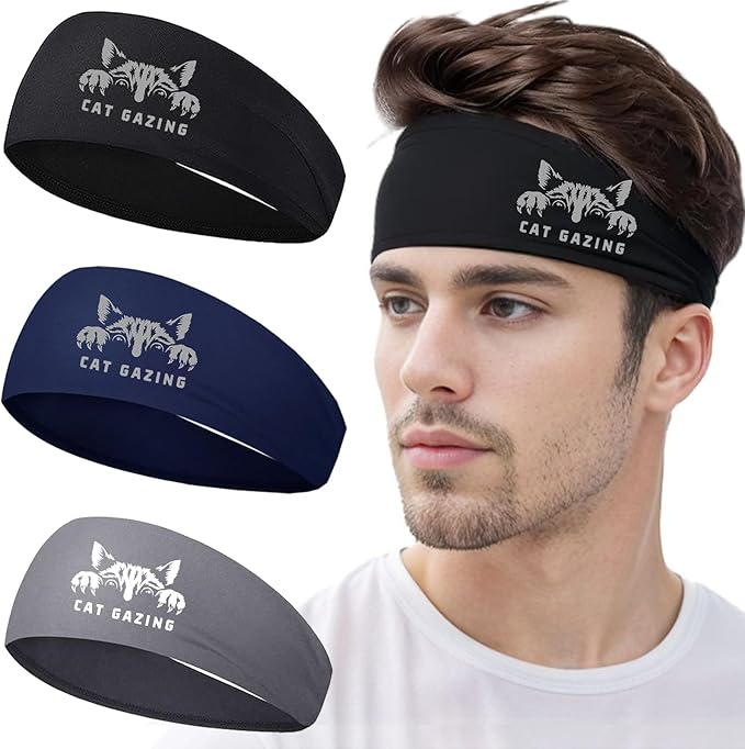 3pcs Headbands for Men Sports Sweat Bands Sweatbands for Mens Workout Running Headbands for Men