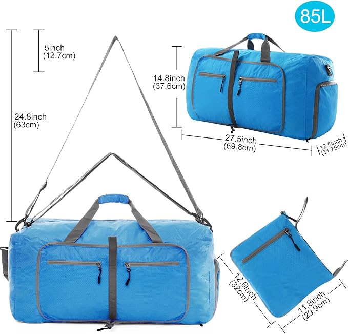 Felipe Varela Duffle Bag with Shoes Compartment and Adjustable Strap,Foldable Travel Duffel Bags for Men Women,Waterproof Duffel Bags