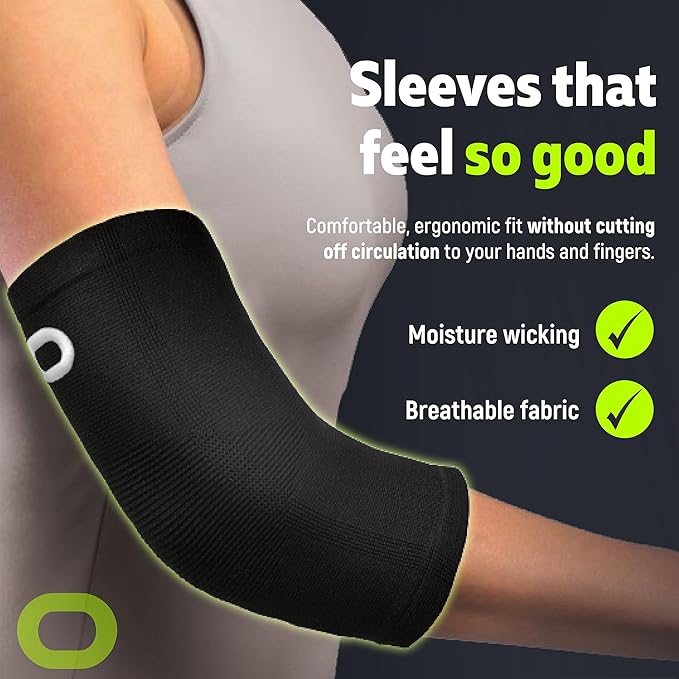 Elbow Brace Compression Sleeve (1 Pair) - Instant Arm Support Elbow Sleeves for Tendonitis, Arthritis, Bursitis, Golfers & Tennis Elbow Brace, Treatment, Workouts, Weightlifting, Pain Relief, Recovery