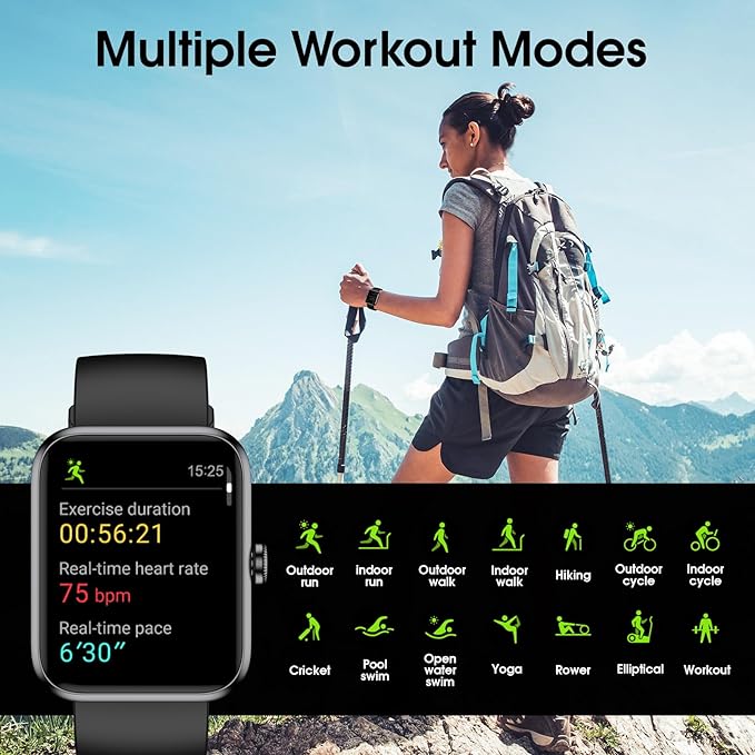 Smart Watch, Fitness Tracker with Heart Rate Monitor, Blood Oxygen, Sleep Tracker, 41mm Touchscreen Smartwatch for Android iOS Swimming Waterproof Pedometer Step Calories Tracker for Women Men