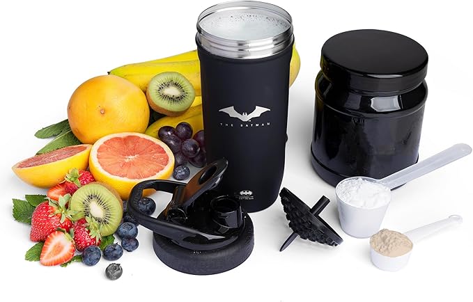 Smartshake DC COMICS Reforce Stainless Steel Protein Shaker Bottle 900 ml | 30 oz - Leakproof Screw-on Lid - BPA Free – Unisex - Non Insulated - Batman