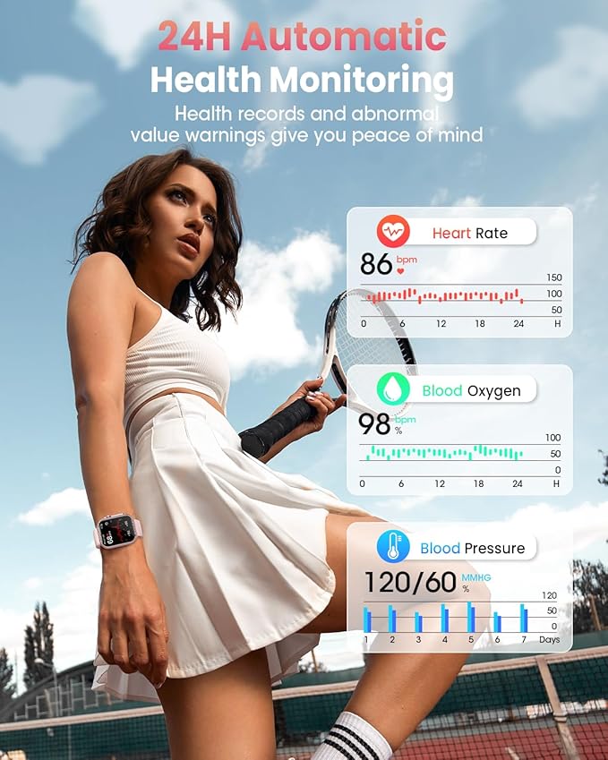 Smart Watches for Women Men Fitness: Smart Watch for iPhone&Android Bluetooth Call with 30 Day+Battery Life SpO2 Sleep Heart Rate Monitor,IP68,Fitness Tracker with 120+Sport,Reloj Inteligente, 2 Bands