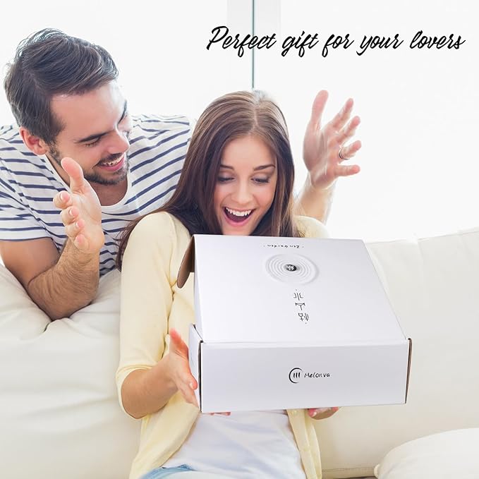 Melonva Mini Zen Garden for Desk - 9.5''x9.5'' Automatic Desk Sand Tray Therapy Kit with 4 Stamp Spheres