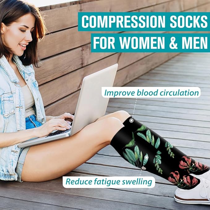 BLUEENJOY Copper Compression Socks for Women & Men (6 pairs) - Best Support for Nurses, Running, Hiking, Recovery
