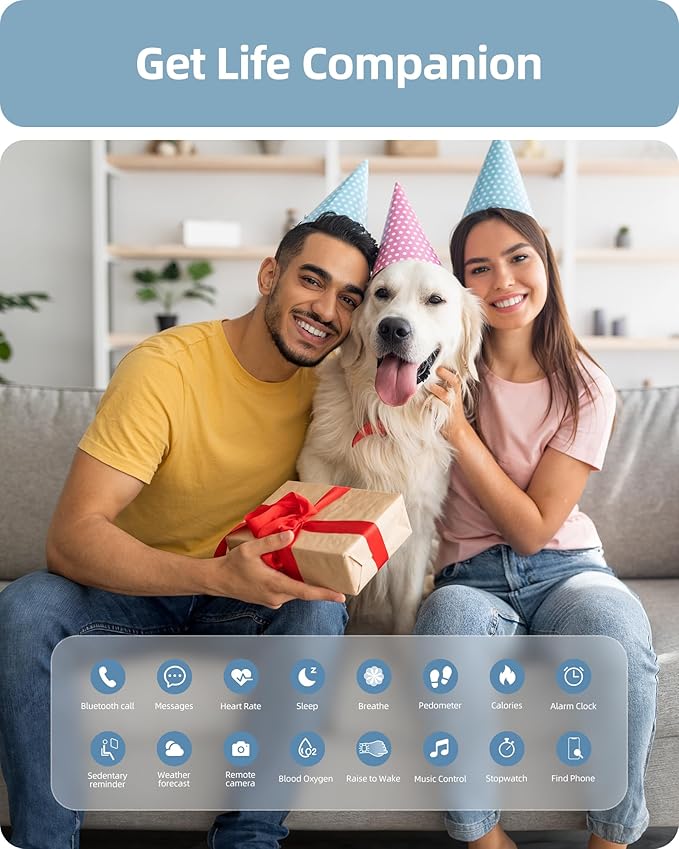 Parsonver Smart Watch for Women Men (Answer/Make Calls) Compatible with iPhone/Android Phones, Fitness Tracker with 100+ Sports Modes IP68 Waterproof, Heart Rate/Blood Oxygen/Sleep/Steps Monitor, Blue