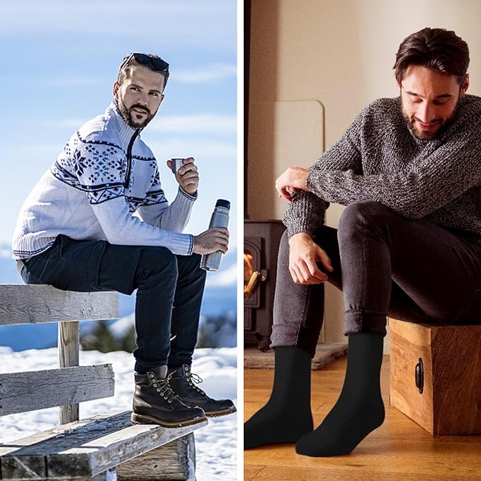 Iseasoo Warm Knee High Socks for Women & Men - Thick Thermal Cotton Boot Socks, Non-Slip Winter Hosiery for Ski & Hiking