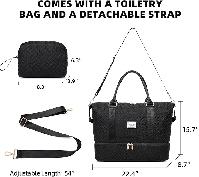 Duffle Bag for Travel, Weekender Bag with Shoe Compartment, Carry On Overnight Bag for Women with Toiletry Bag, Gym Bag with Wet Pocket, Hospital Bags for Labor and Delivery Beige