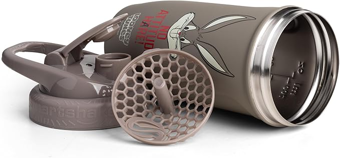 Smartshake Looney Tunes Reforce Stainless Steel Protein Shaker Bottle 900 ml | 30 oz - Leakproof Screw-on Lid - BPA Free – Unisex - Non Insulated (Bugs Bunny)