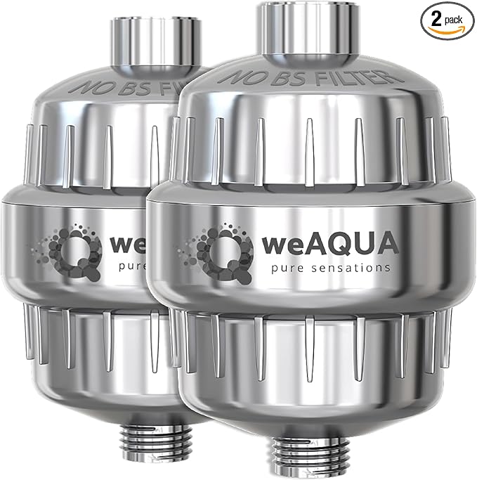 WeAQUA Heavy Duty Shower Filter Family 2 PACK – 99% Removal for Hard Water, Chlorine, Fluoride, Heavy Metals, Micro-life, Organics and More