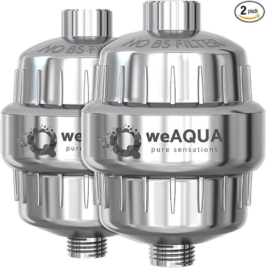 WeAQUA Heavy Duty Shower Filter Family 2 PACK – 99% Removal for Hard Water, Chlorine, Fluoride, Heavy Metals, Micro-life, Organics and More