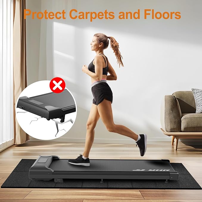 HOVSCO Foldable Treadmill Mat Non-Slip Exercise Bike Mat, 1/4" Thick, 30"x63" Waterproof Walking Pad for Carpet, Hardwood Floors, Workout, Indoor Bikes, Fitness Equipment, Home Yoga